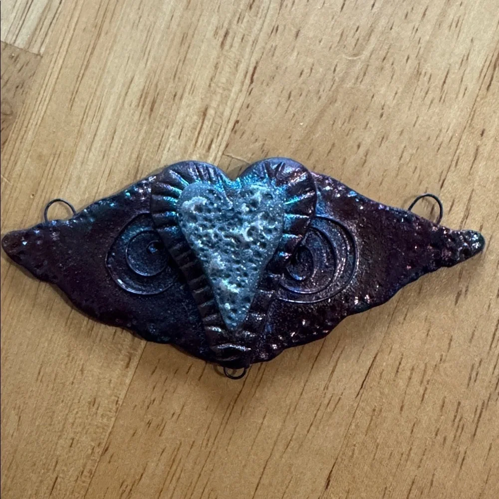 Artisan Wing Heart Pendant Raku pottery
